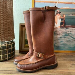 Men's Vintage W.C. Russell Moccasin Co. Leather Buckle Snake Boots Size 6 D